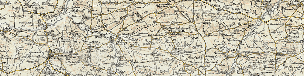 Old map of Brixton Barton in 1899-1900
