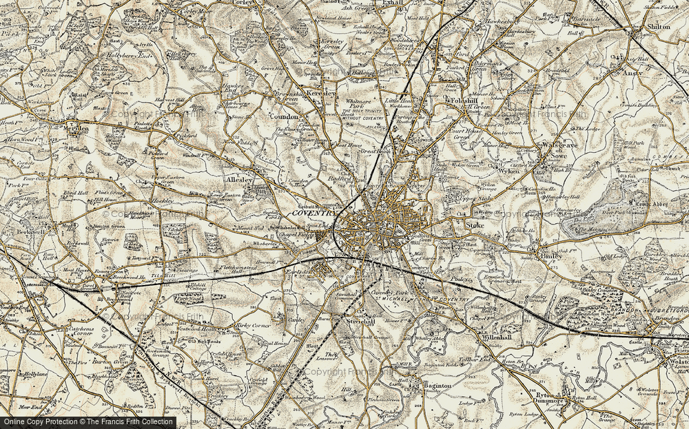 Old Map of Spon End, 1901-1902 in 1901-1902
