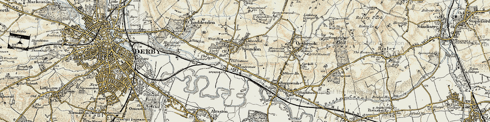 Old map of Spondon in 1902-1903