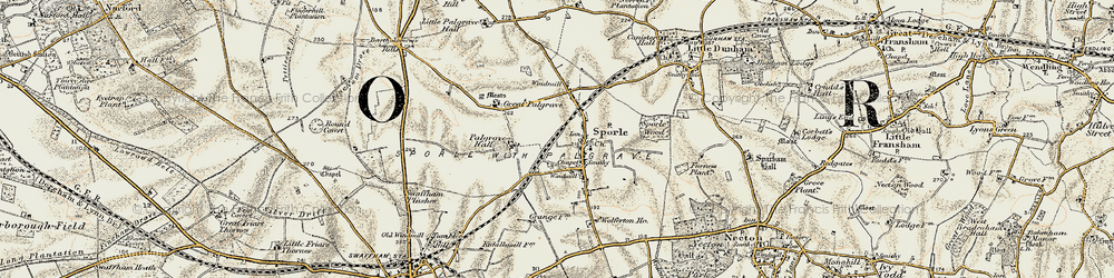 Old map of Sporle in 1901-1902