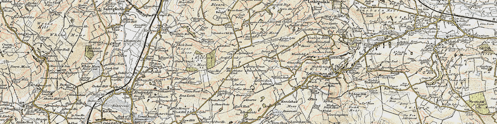 Old map of Black Lane Ends in 1903-1904