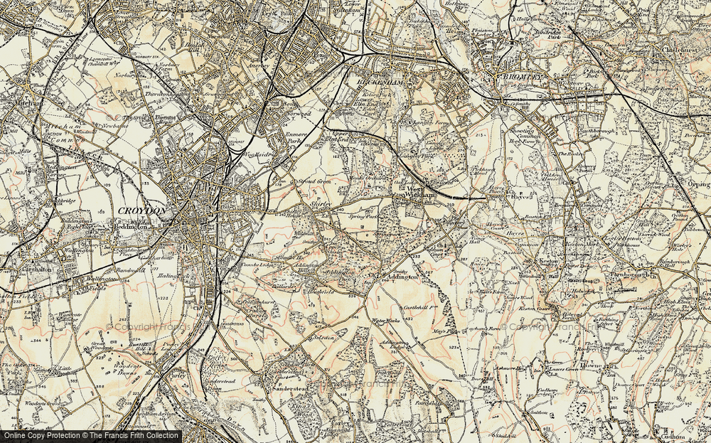 Old Map of Historic Map covering Addington Palace in 1897-1902