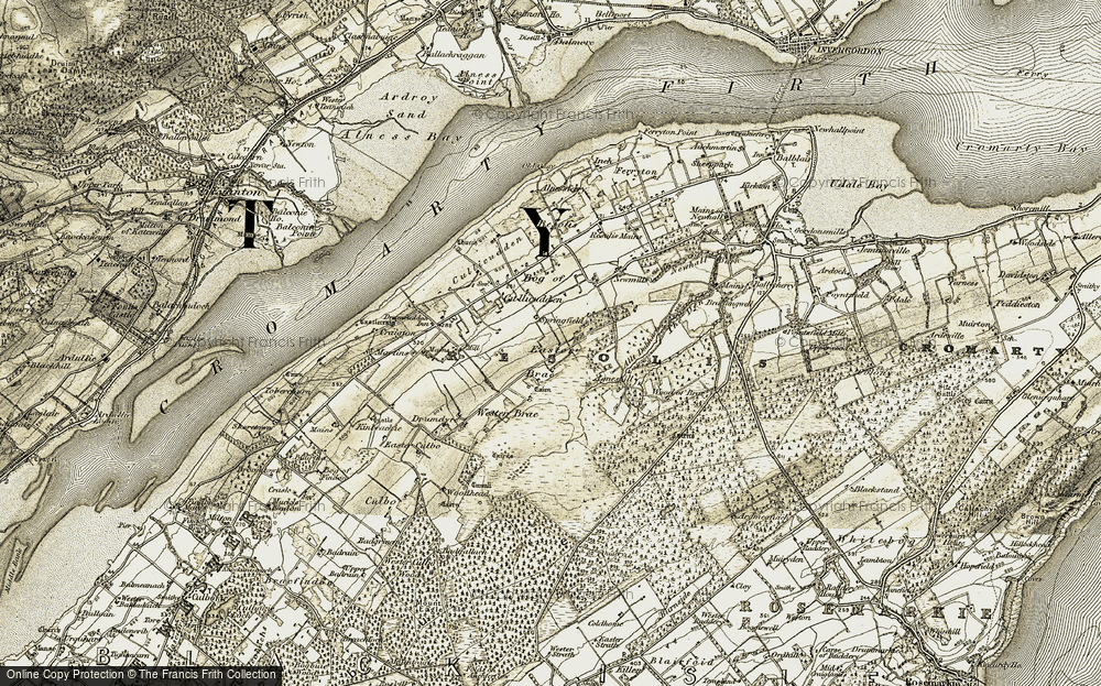 Old Map of Historic Map covering Wester Brae in 1911-1912