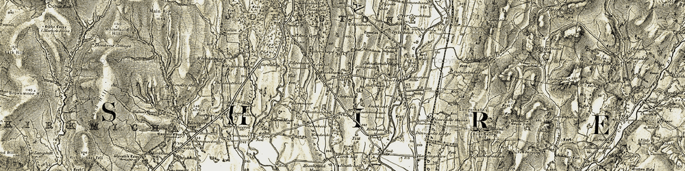 Old map of Yett in 1901-1905
