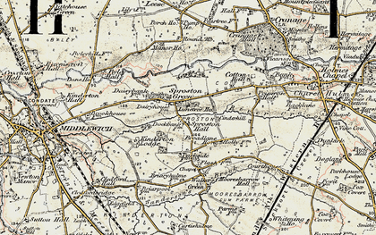 Old map of Sproston Green in 1902-1903