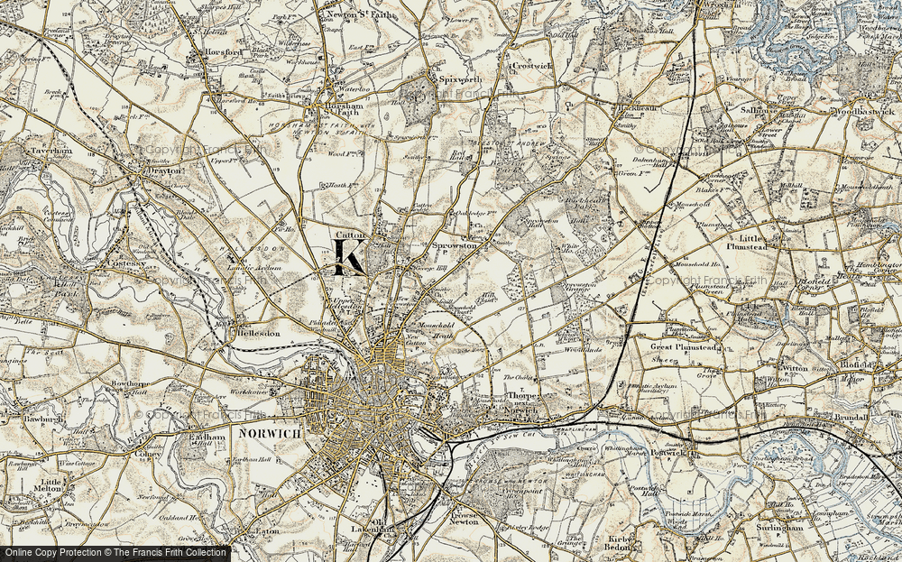 Old Map of Sprowston, 1901-1902 in 1901-1902