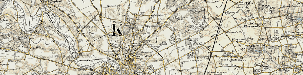 Old map of Sprowston in 1901-1902
