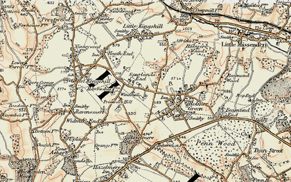 Old map of Spurlands End in 1897-1898