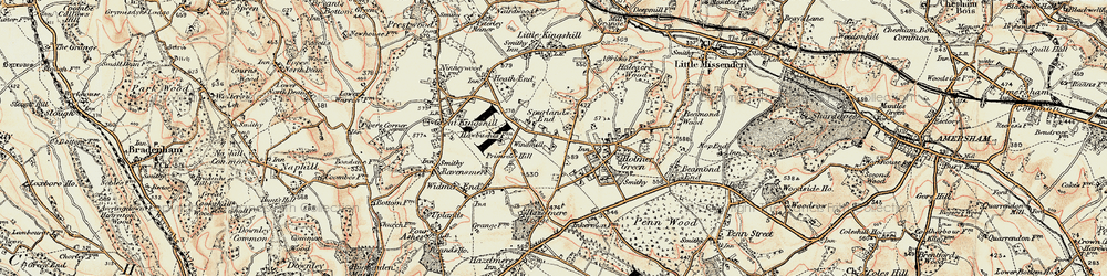 Old map of Spurlands End in 1897-1898