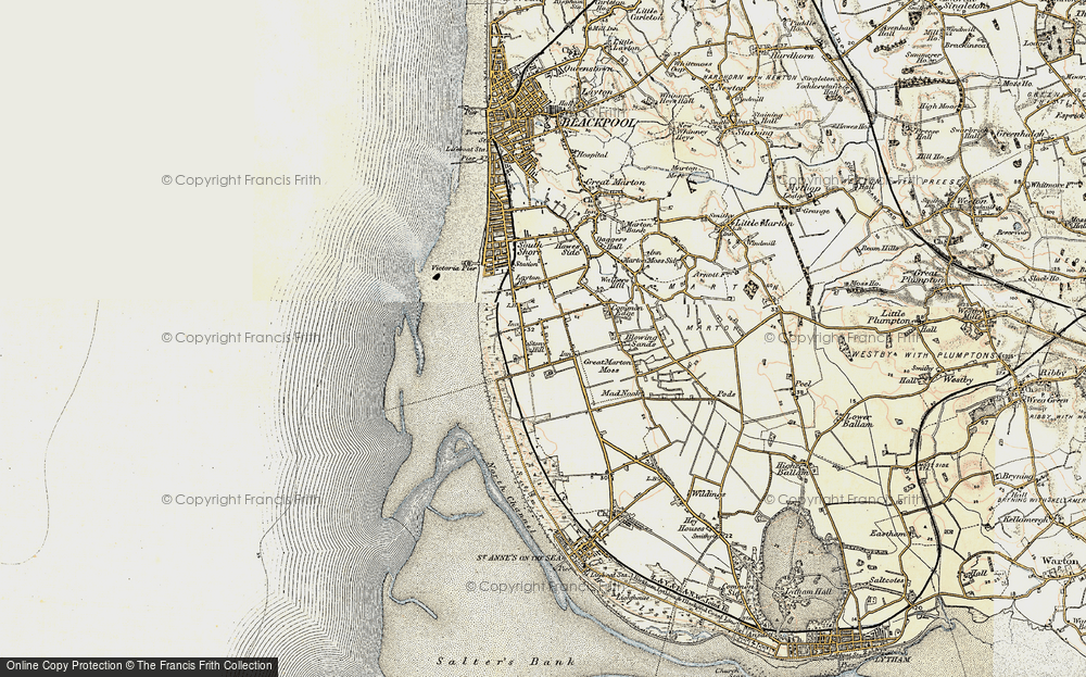 Old Map of Historic Map covering Blackpool Airport in 1903