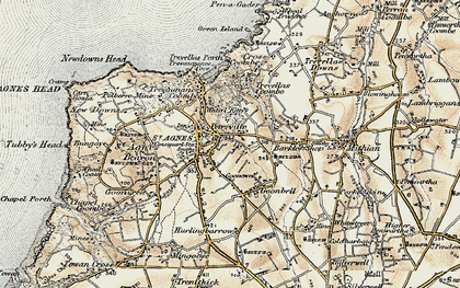 Old map of St Agnes in 1900