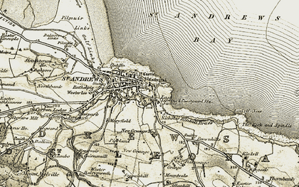 Old map of West Sands in 1906-1908