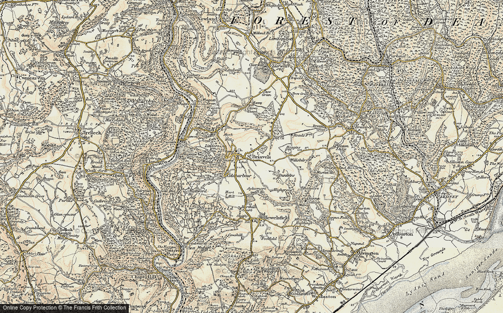 Old Map of Historic Map covering Aylesmore Ct in 1899-1900
