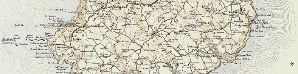 Old map of Boskennal in 1900