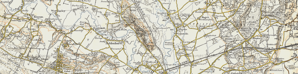 Old map of St Catherine's Hill in 1897-1909