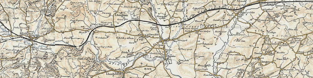 Old map of St Clears in 1901