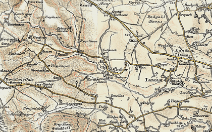 Old map of Abbott's Hendra in 1900