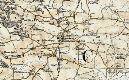 Old map of St Columb Major in 1900