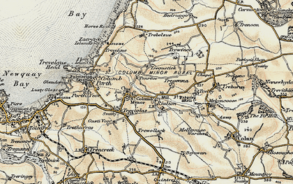 Old map of St Columb Minor in 1900