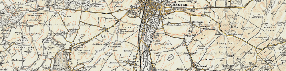 Old map of St Cross in 1897-1900