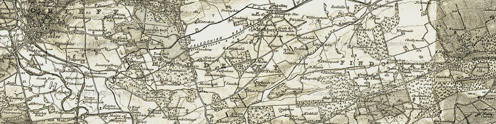 Old map of Ardunie in 1906-1908