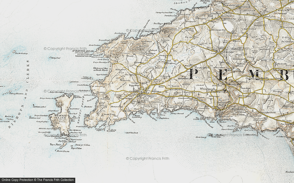 Old Map of St Davids, 0-1912 in 0-1912