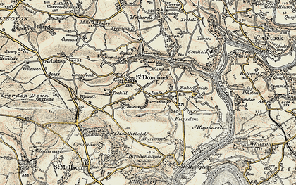 Old map of Burraton in 1899-1900