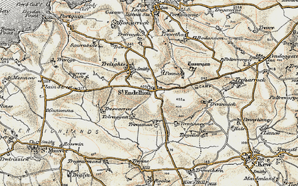 Old map of St Endellion in 1900