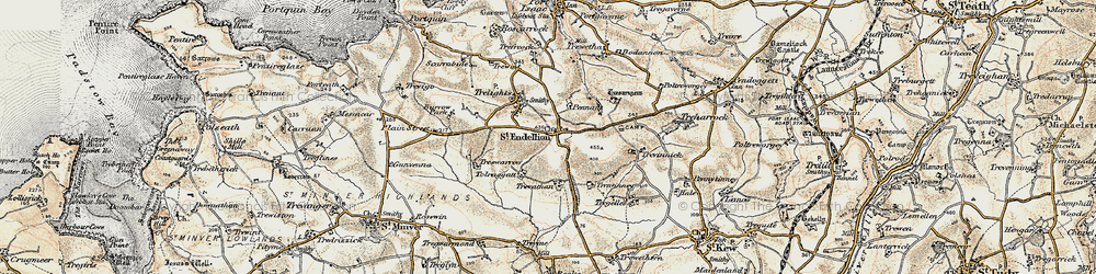 Old map of St Endellion in 1900