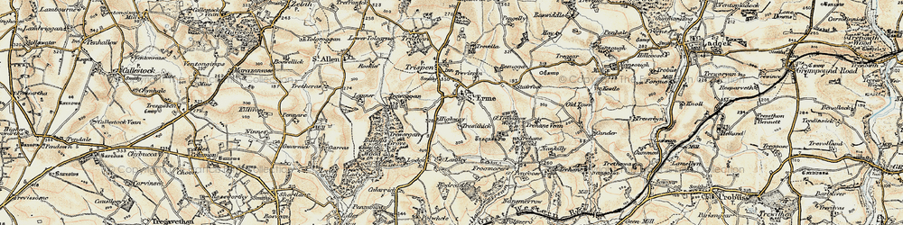 Old map of St Erme in 1900
