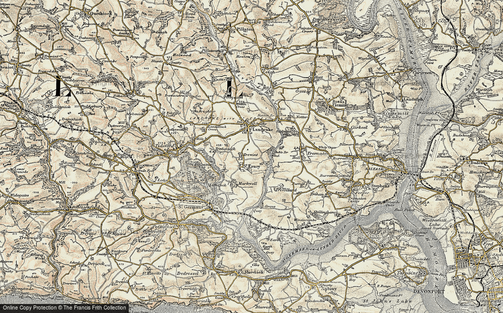 Old Map of Historic Map covering Berry Hill in 1899-1900