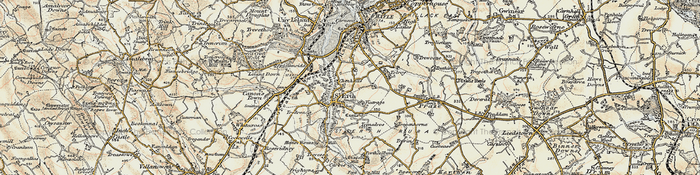 Old map of St Erth in 1900
