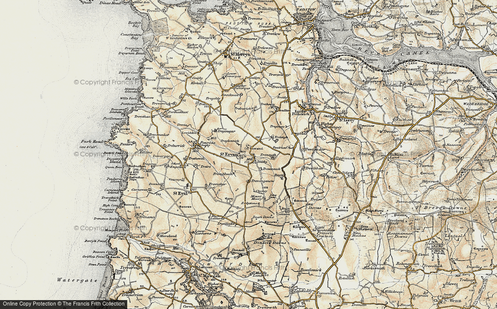 Old Map of St Ervan, 1900 in 1900