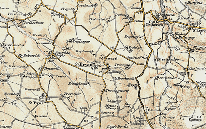 Old map of St Ervan in 1900
