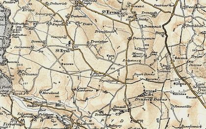 Old map of St Eval in 1900