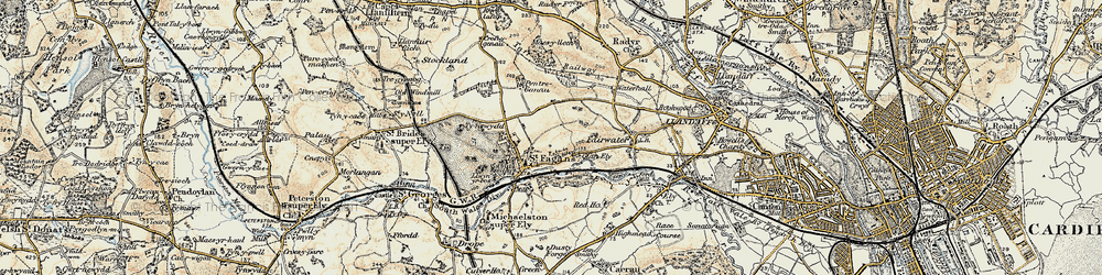 Old map of St Fagans in 1899-1900