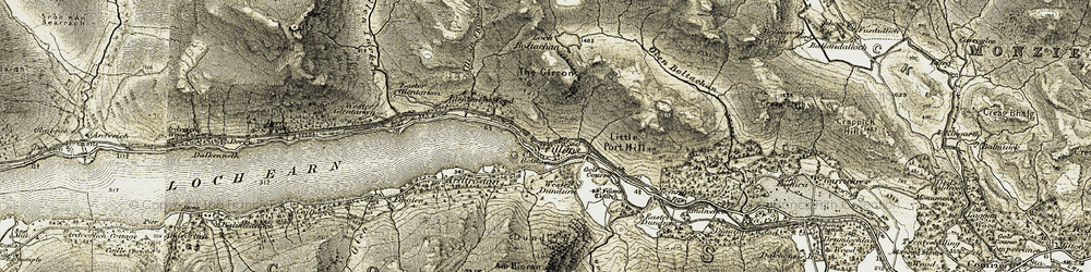 Old map of Allt an Fhionn in 1906-1907