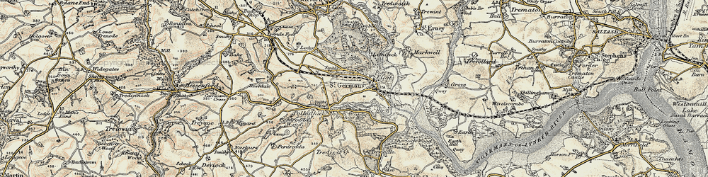 Old map of St Germans in 1899-1900