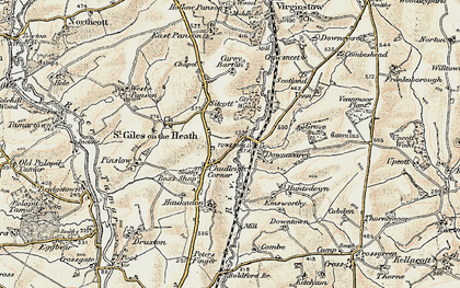 Old map of St Giles on the Heath in 1900