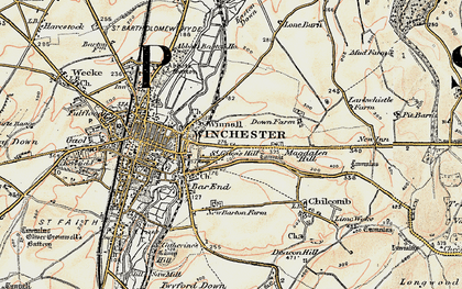 Old map of St Giles's Hill in 1897-1900