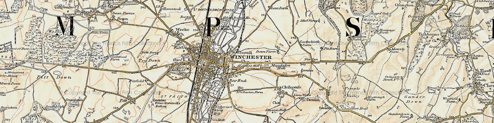 Old map of St Giles's Hill in 1897-1900