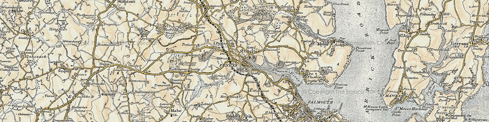 Old map of St Gluvias in 1900