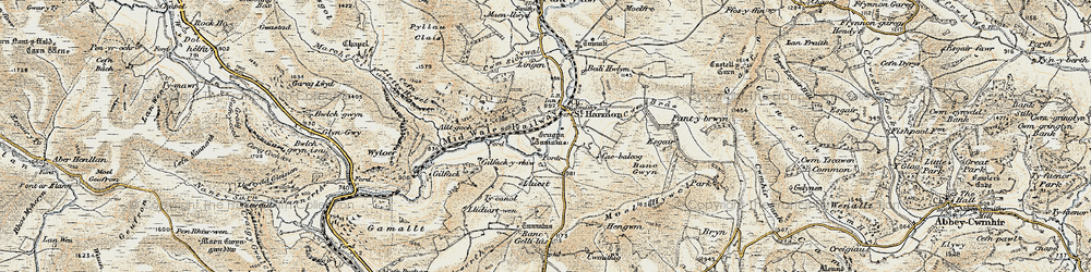 Old map of Banc Gelli-las in 1901-1903