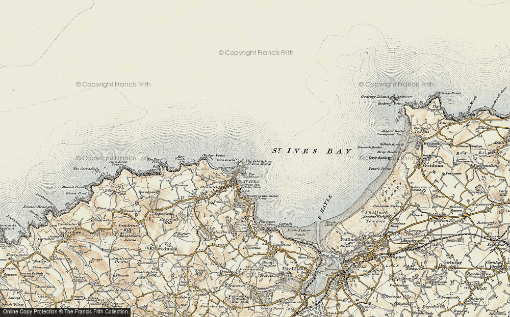 Old Map of St Ives Head, 1900 in 1900