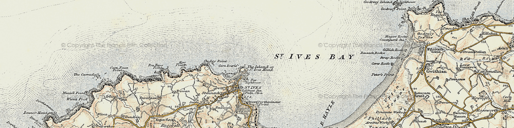 Old map of St Ives Head in 1900