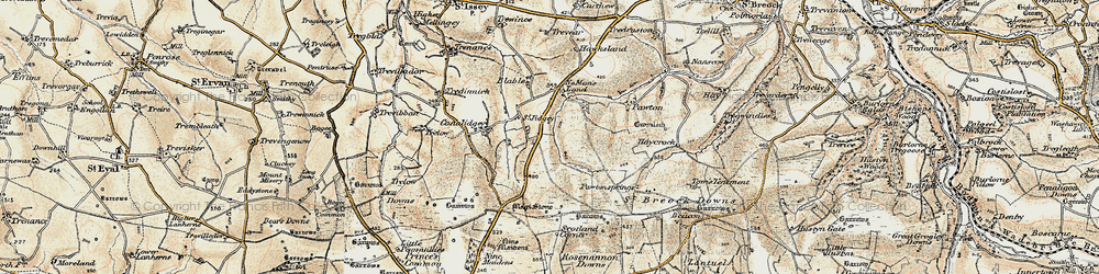 Old map of St Jidgey in 1900