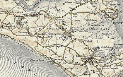 Old map of Withnoe Barton Fm in 1899-1900