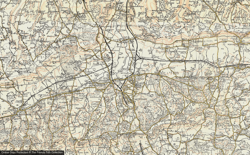 Old Map of Historic Map covering River Darent in 1897-1898