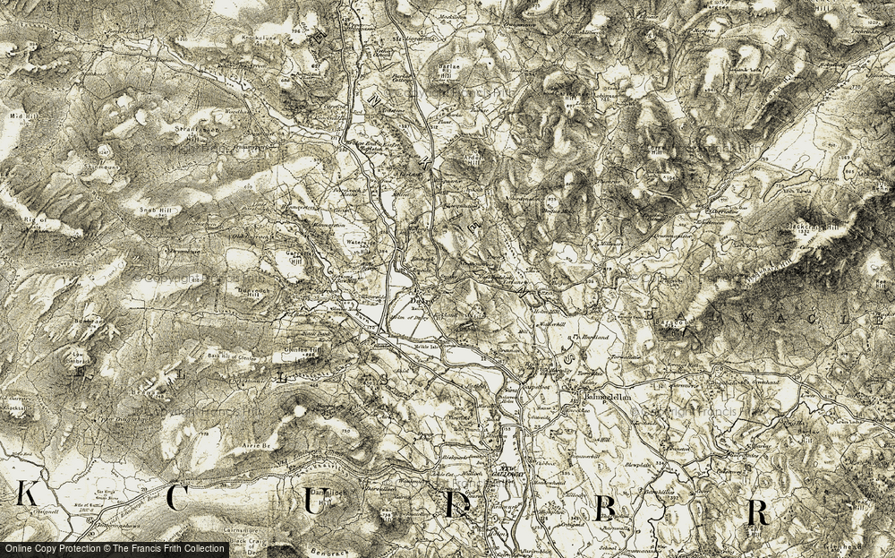 Old Map of Historic Map covering Ardoch Hill in 1904-1905