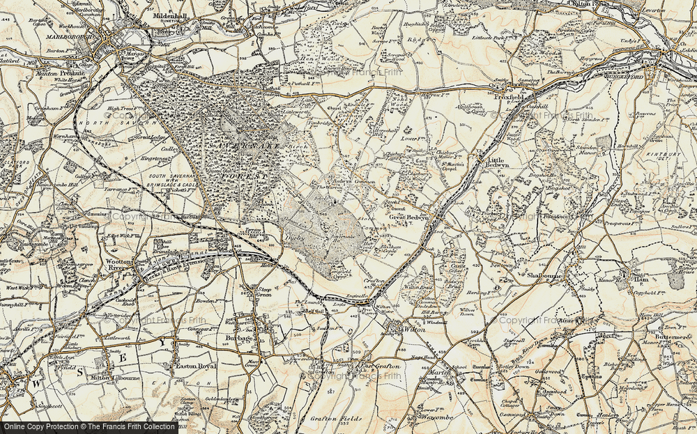 Old Map of Historic Map covering Bedwyn Common in 1897-1899